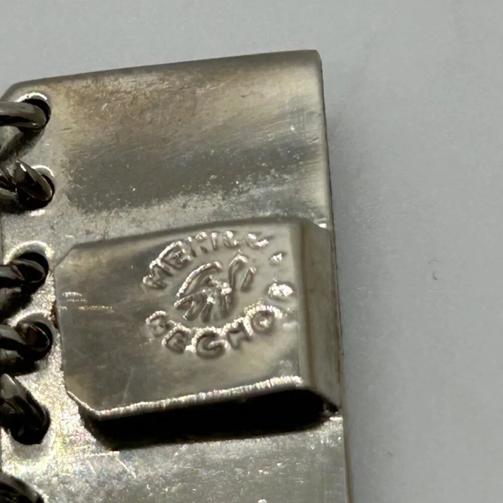 Vintage Mexican Alpaca Silver Panel Bracelet Aztec Motif Made in Mexico Boho - Picture 7 of 14